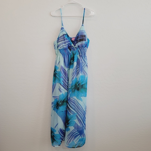 💕 She's Cool Blue Empire Waist Floral Maxi Dress XL - Picture 5 of 15